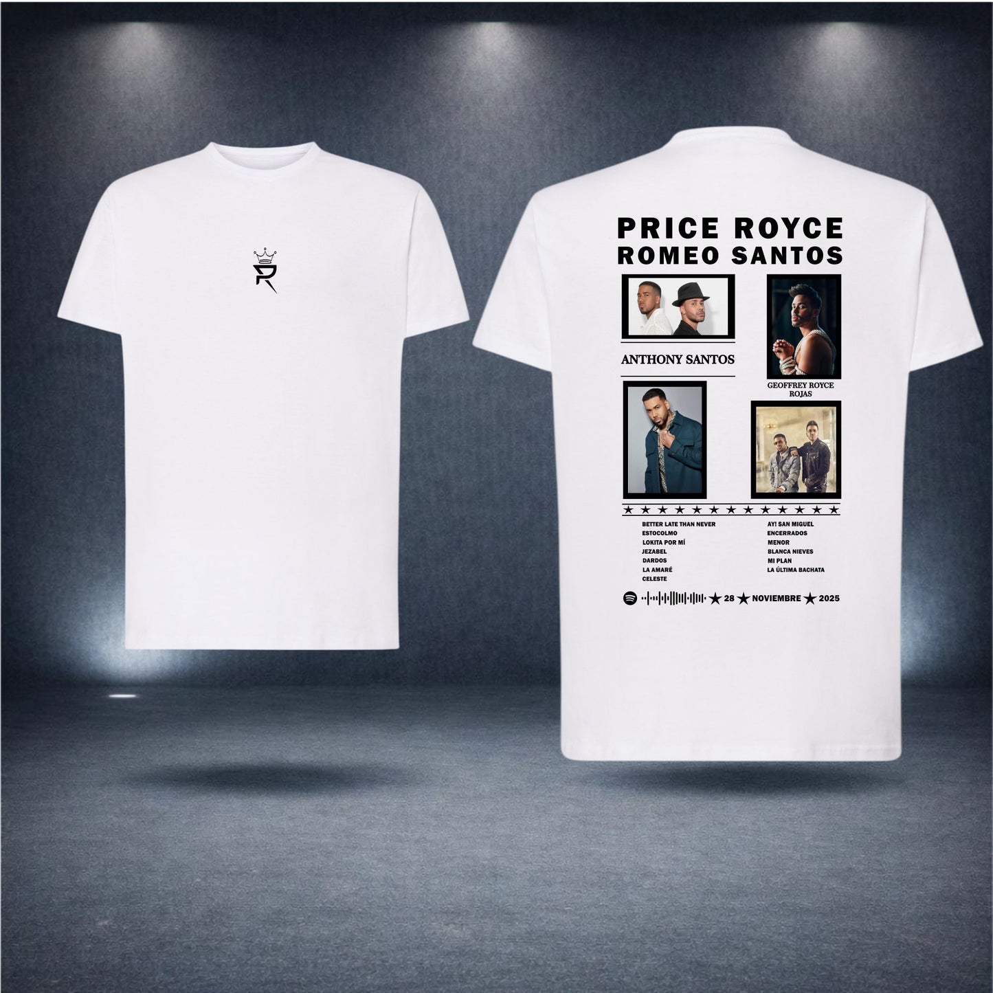 Romeo Santos y Pince Royce · Collage · Camiseta fan con Spotify