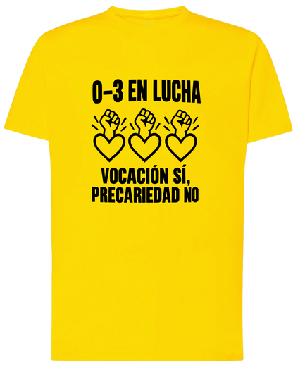 Camiseta “0-3 En Lucha | Educación Infantil Reivindicativa | Amarilla