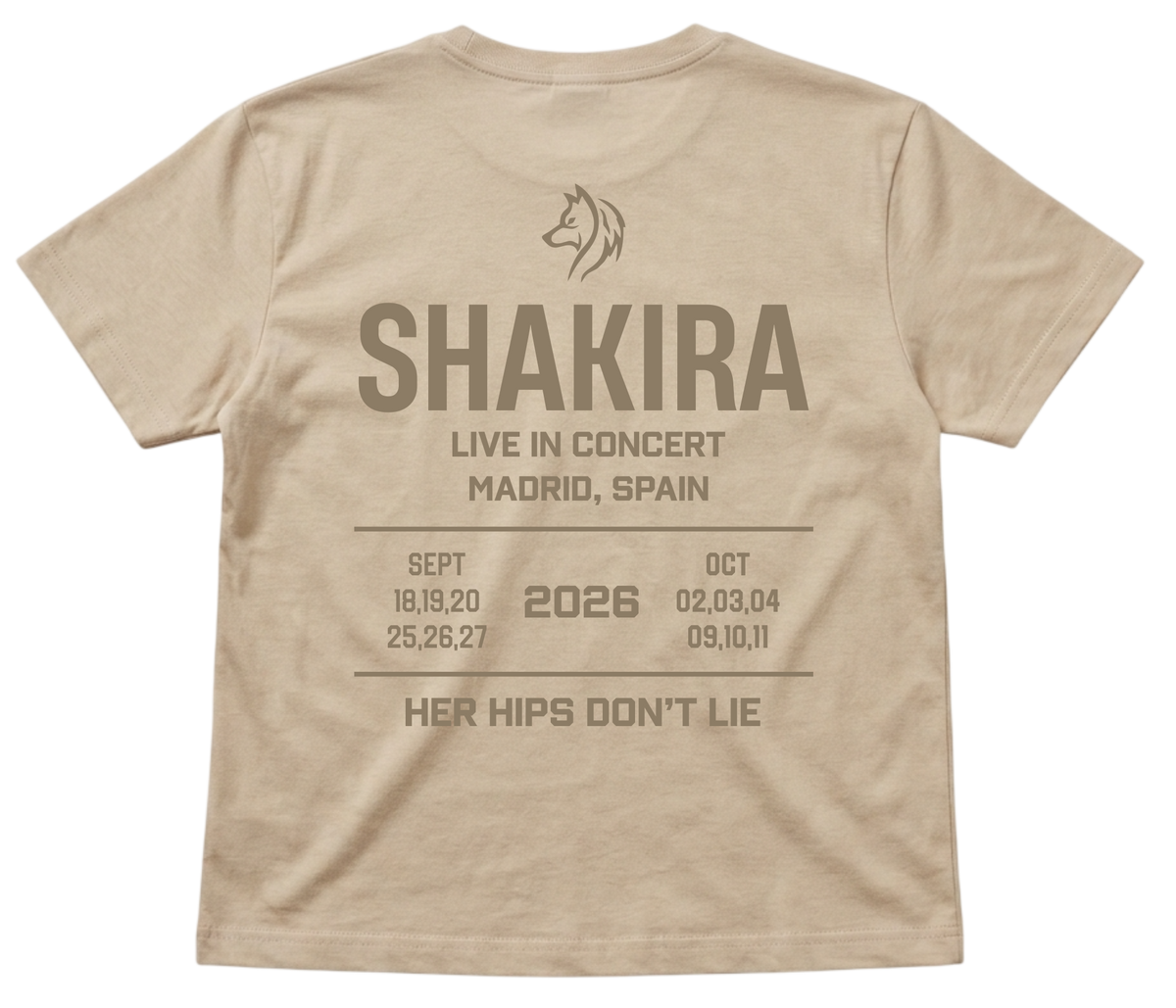 Camiseta Shakira – "Her Hips Don't Lie" LMYNL World Tour Madrid 2026