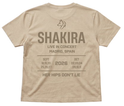 Camiseta Shakira – "Her Hips Don't Lie" LMYNL World Tour Madrid 2026
