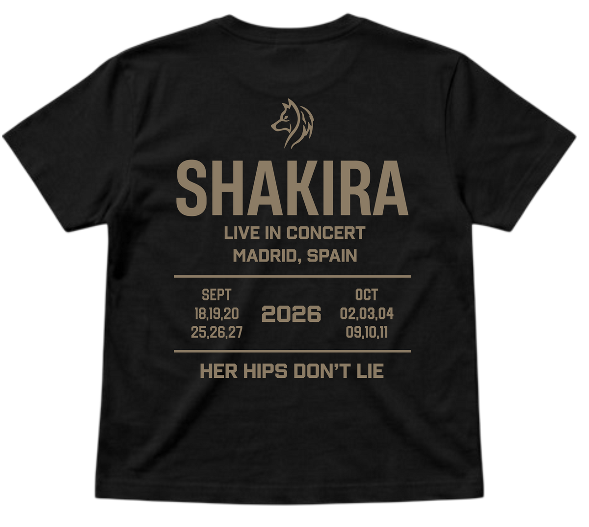Camiseta Shakira – "Her Hips Don't Lie" LMYNL World Tour Madrid 2026
