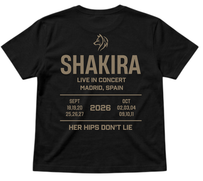 Camiseta Shakira – "Her Hips Don't Lie" LMYNL World Tour Madrid 2026