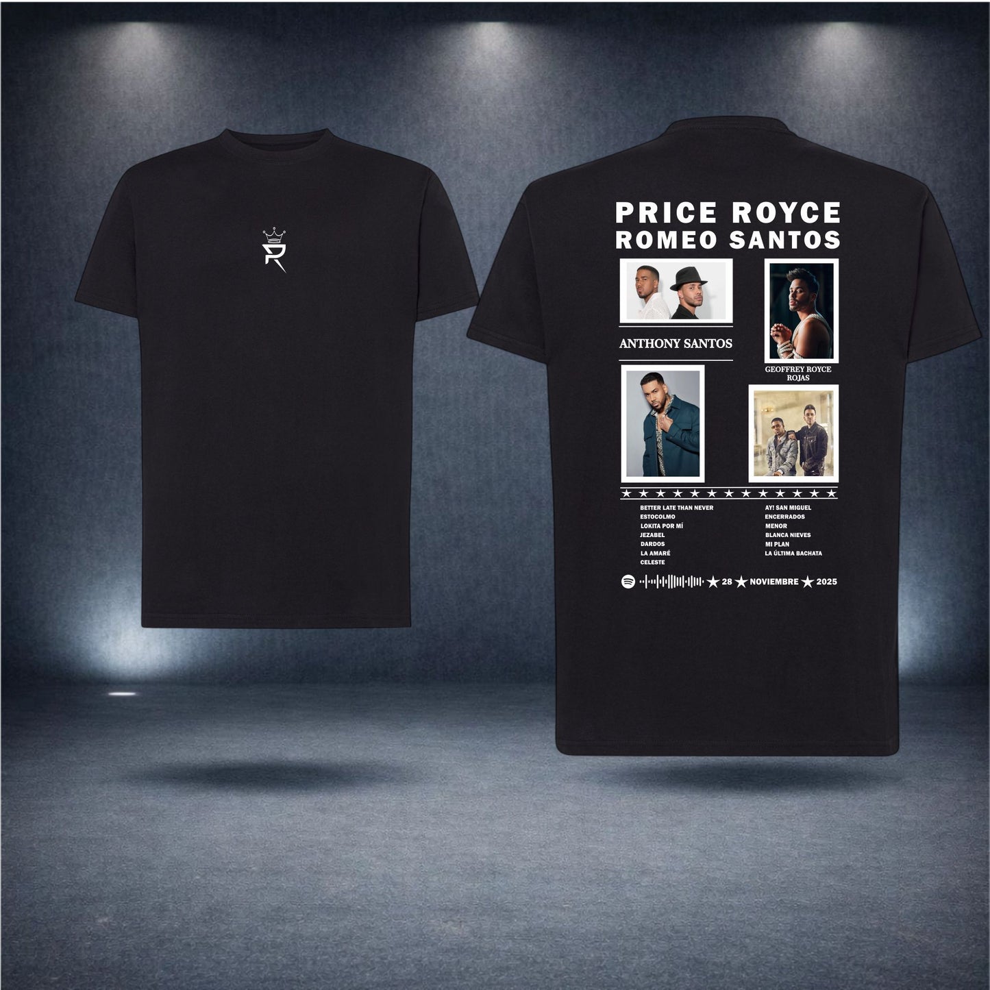 Romeo Santos y Pince Royce · Collage · Camiseta fan con Spotify